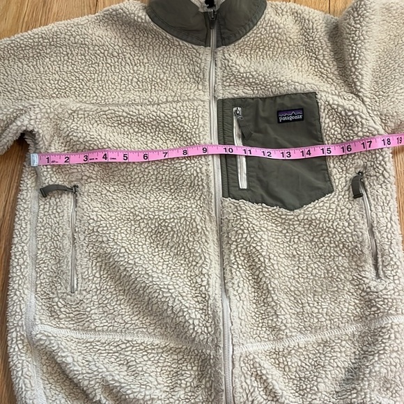 Patagonia Kids Retro-X Deep Pile Fleece Green/Off White Sz L(12) - Picture 5 of 11